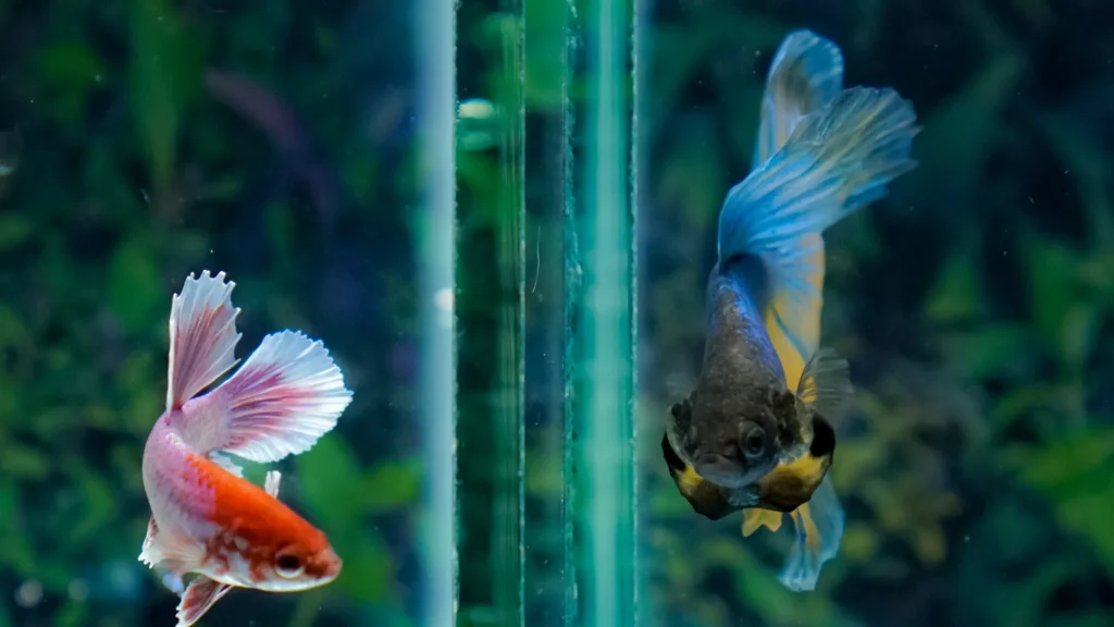 Peixe betta construindo ninhos